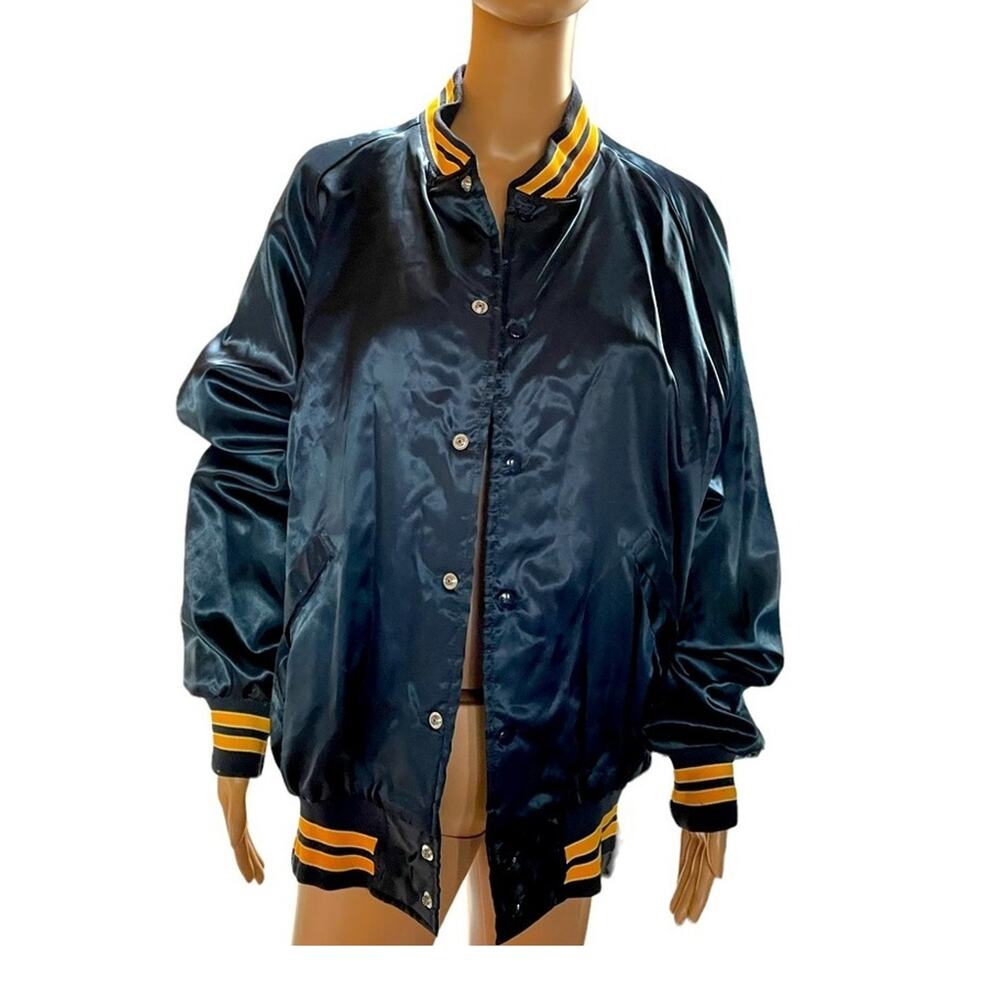 Vintage Pla-Jac by Dunbrooke Jacket Mens XL Navy Snap Bomber Varsity Made In USA